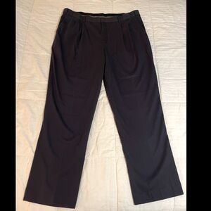 L.L Bean Mens Cotton Pants Navy Chinos 42x34 Khaki Pleated Comfort Waist EUC